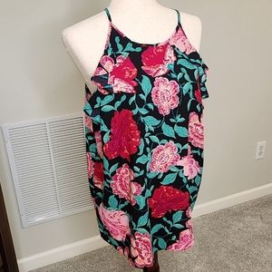 Elle floral ruffle tank top size large